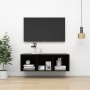 Mobile TV da Parete Nero Lucido 37x37x107 cm Legno Multistrato