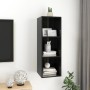 Mobile TV da Parete Nero Lucido 37x37x107 cm Legno Multistrato