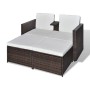 Set Mobili da Giardino 4 pz con Cuscini in Polyrattan Marrone