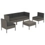 Set Divani da Giardino 6 pz con Cuscini in Polyrattan Grigio