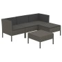 Set Divani da Giardino 5 pz con Cuscini in Polyrattan Grigio