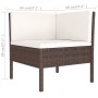 Set Divani da Giardino 5 pz con Cuscini in Polyrattan Marrone