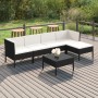 Set Divani da Giardino 6 pz con Cuscini in Polyrattan Nero