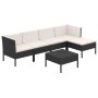 Set Divani da Giardino 6 pz con Cuscini in Polyrattan Nero