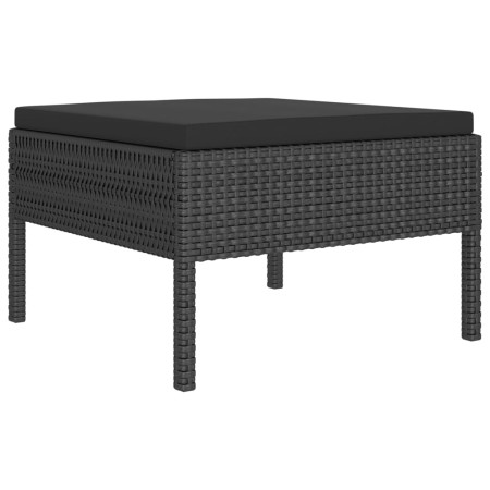 Set Divani da Giardino 5 pz con Cuscini in Polyrattan Nero