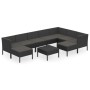 Set Divani da Giardino 10 pz con Cuscini in Polyrattan Nero