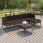 Set Divani da Giardino 6 pz con Cuscini in Polyrattan Grigio