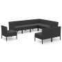 Set Divani da Giardino 9 pz con Cuscini in Polyrattan Nero