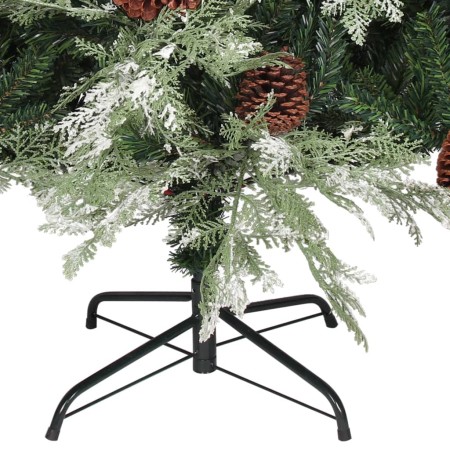 Albero di Natale con Luci e Pigne Verde e Bianco 150cm PVC e PE