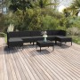 Set Divani da Giardino 8 pz con Cuscini in Polyrattan Nero