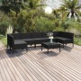 Set Divani da Giardino 8 pz con Cuscini in Polyrattan Nero