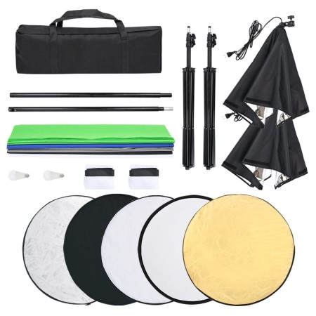 Kit per Studio Fotografico con Set Luci, Fondale e Riflettore