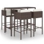 Set da Bar da Giardino 5 pz con Cuscini in Polyrattan Marrone