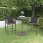 Set Bar da Giardino 3 pz con Cuscini in Polyrattan Grigio