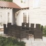 Set da Pranzo da Giardino 11 pz con Cuscini in Polyrattan Nero