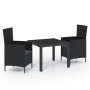 Set Mobili da Giardino 3 pz con Cuscini in Polyrattan Nero