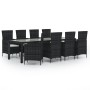 Set da Pranzo da Giardino 9 pz con Cuscini Polyrattan Marrone