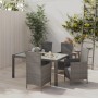 Set da Pranzo da Esterno 5 pz con Cuscini in Polyrattan Grigio