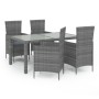 Set da Pranzo da Esterno 5 pz con Cuscini in Polyrattan Grigio