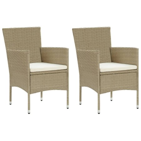 Set da Pranzo da Giardino 3 pz con Cuscini in Polyrattan Beige