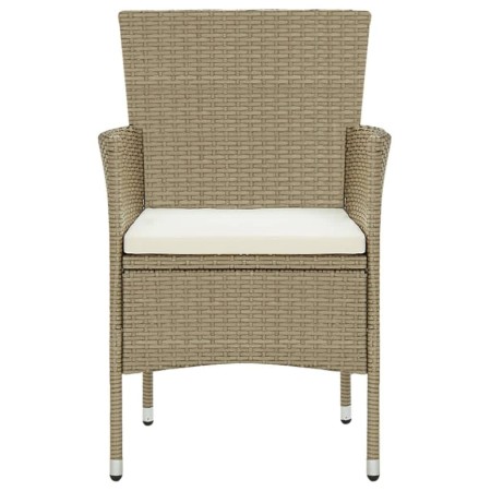 Set da Pranzo da Giardino 3 pz con Cuscini in Polyrattan Beige