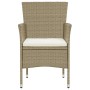 Set da Pranzo da Giardino 3 pz con Cuscini in Polyrattan Beige