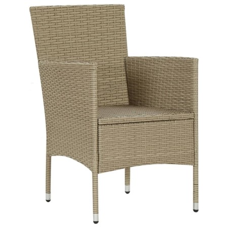 Set da Pranzo da Giardino 3 pz con Cuscini in Polyrattan Beige