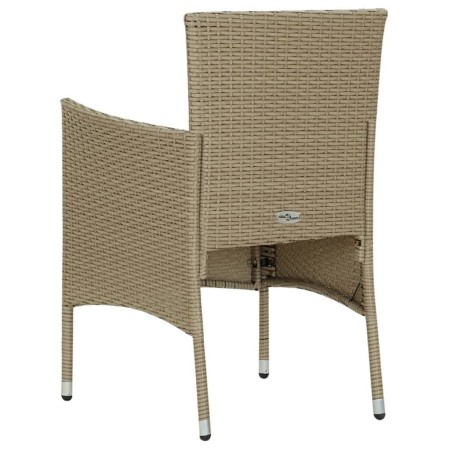 Set da Pranzo da Giardino 3 pz con Cuscini in Polyrattan Beige