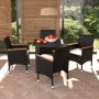 Set da Pranzo per Giardino 5 pz con Cuscini Polyrattan Nero