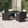 Set da Pranzo da Giardino 5 pz con Cuscini in Polyrattan Nero