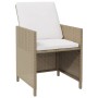 Set da Pranzo da Giardino 5 pz con Cuscini Beige in Polyrattan