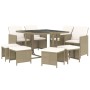 Set da Pranzo da Giardino 9 pz con Cuscini in Polyrattan Beige