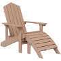 Sedie da Giardino Adirondack 2 pz con Poggiapiedi HDPE Marrone