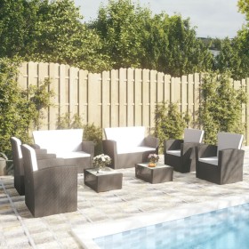 Set Divani da Giardino 8 pz con Cuscini in Polyrattan Nero