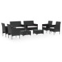 Set Divani da Giardino 8 pz con Cuscini in Polyrattan Nero