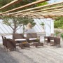 Set Divani da Giardino 8 pz con Cuscini in Polyrattan Marrone