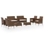 Set Divani da Giardino 8 pz con Cuscini in Polyrattan Marrone