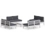 Set Divani da Giardino 9 pz e Cuscini Antracite Legno di Pino
