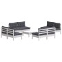Set Divani da Giardino 9 pz e Cuscini Antracite Legno di Pino