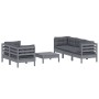 Set Divani da Giardino 6 pz con Cuscini Antracite Legno di Pino