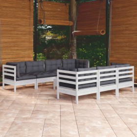 Set Divani da Giardino 8 pz con Cuscini Legno Massello di Pino