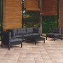 Set Divani da Giardino 6 pz con Cuscini Legno Massello di Pino