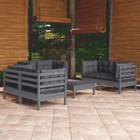 Set Divani da Giardino 7 pz con Cuscini Legno di Pino