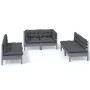 Set Divani da Giardino 6 pz con Cuscini Legno Massello di Pino