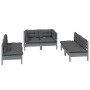 Set Divani da Giardino 6 pz con Cuscini Legno Massello di Pino