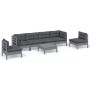 Set Divani da Giardino 7 pz con Cuscini Legno Massello di Pino