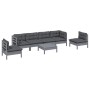 Set Divani da Giardino 7 pz con Cuscini Legno Massello di Pino