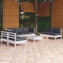 Set Divani da Giardino 8 pz con Cuscini Legno Massello di Pino