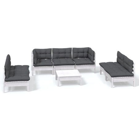 Set Divani da Giardino 8 pz con Cuscini Legno Massello di Pino