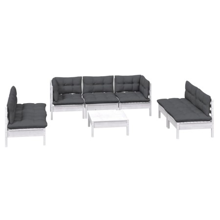 Set Divani da Giardino 8 pz con Cuscini Legno Massello di Pino